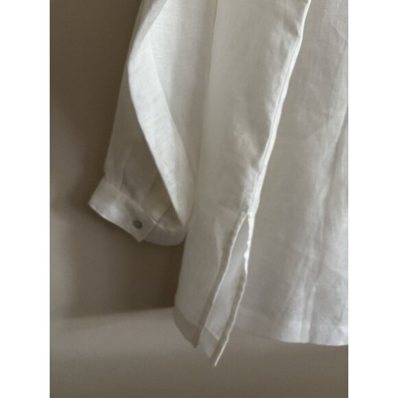 NEW 90s Large White Button Up Shirt Oversized Pocket Long Sleeve Linen Top 2X - Picture 8 of 11